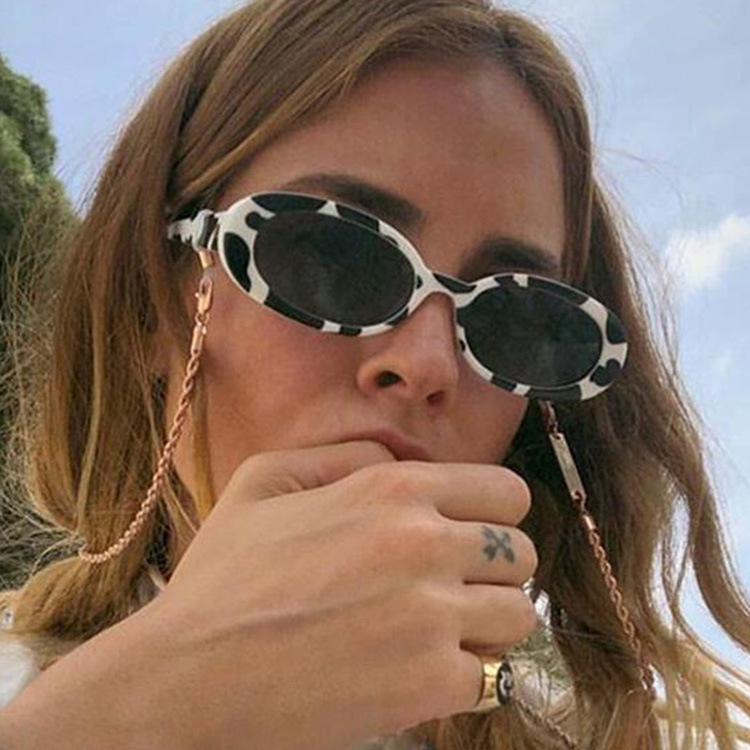 European and American fashion cow color small frame sunglasses 5192 fashion Oval stripe color sunglasses cross-border sunglasses