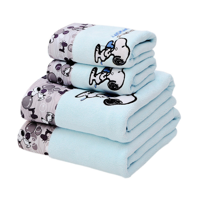 Factory wholesale towel bath towel set microfiber lace embroidery cartoon soft absorbent adult men and women