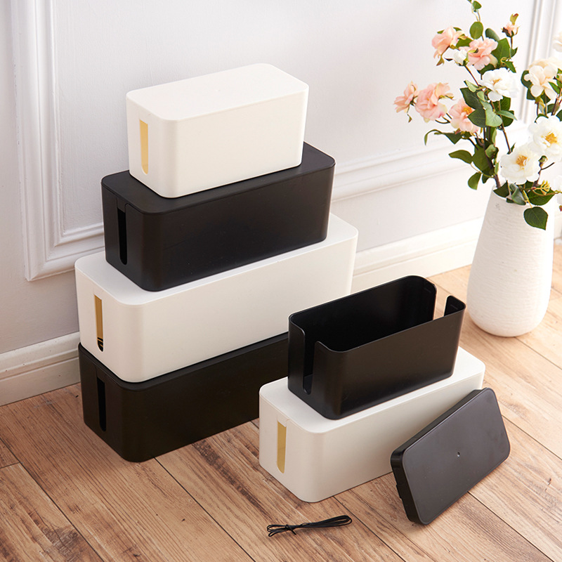 Oversized Wire Storage Box Power Cord Hub Patch Board Computer Wire Bamboo Organise Box Socket Charger Storage