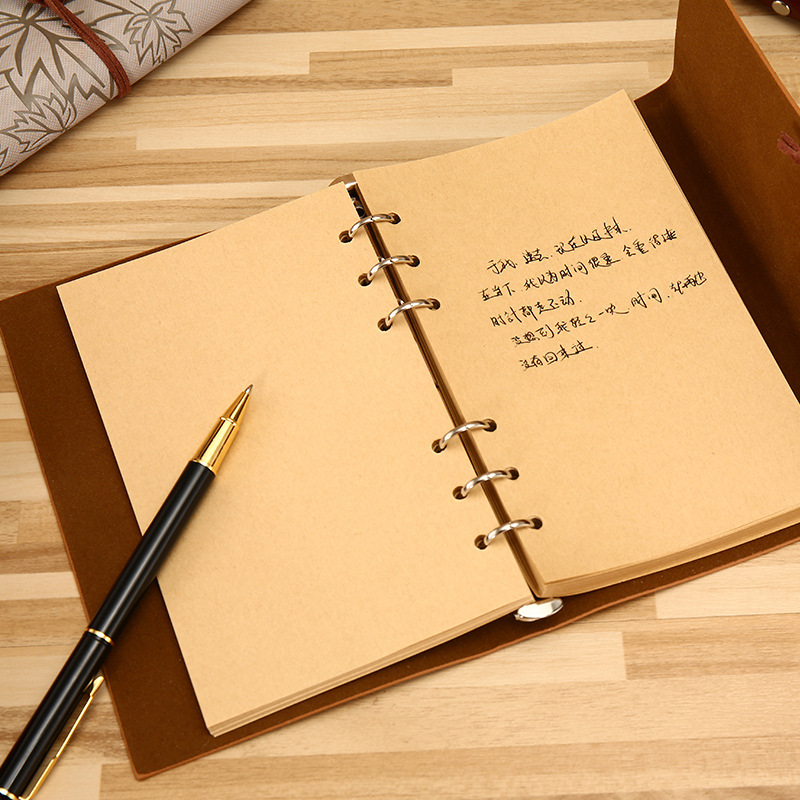 Retro hand account book imitation leather loose-leaf notebook custom logo portable with creative diary book high value new style