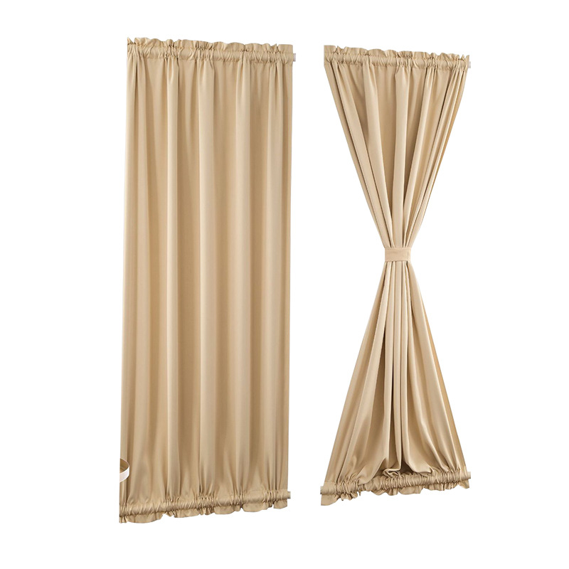 Factory direct cross-border curtain finished wear Rod door curtain high precision solid color curtain French door curtain wholesale