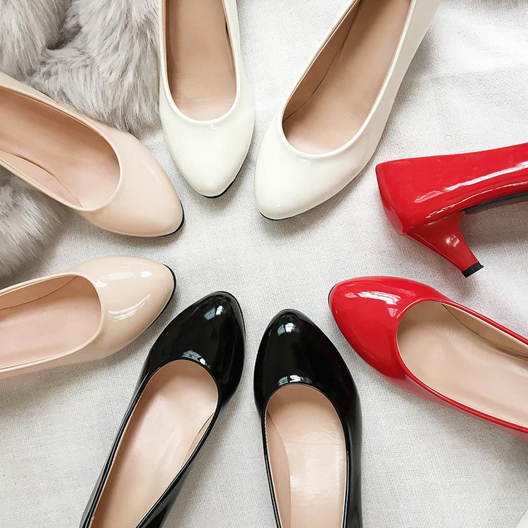 2023 New Arrival All-Match Korean Style Mid-Heel Four Seasons Women's Shoes Spring Size and Size Women's Fashion Single-Pole Shoes Solid Color Single-Pumps for Women