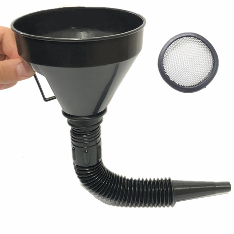 Automobile and motorcycle refueling funnel oil dispenser long nozzle extended plastic funnel oil filter screen household oil leakage
