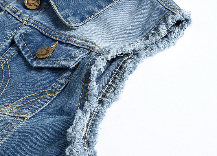 Large Size Korean Style Trendy Locomotive Men's Denim Vest Light Blue Vest