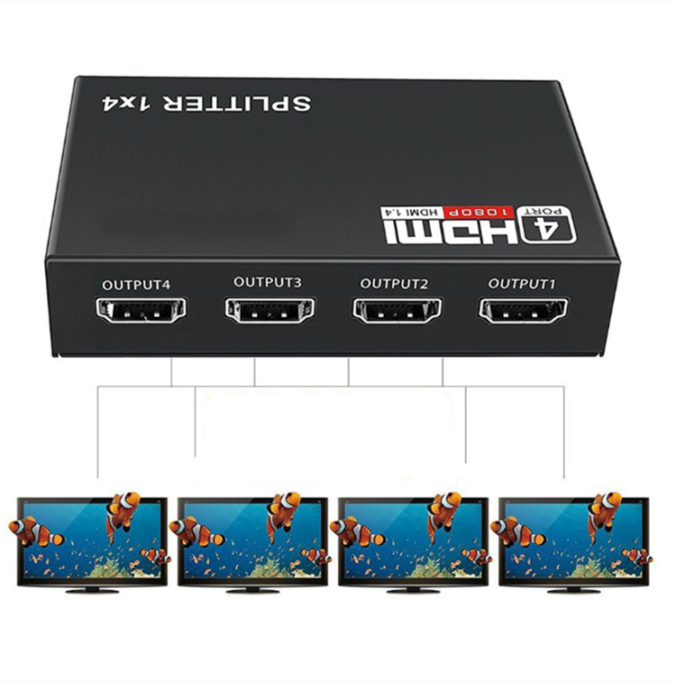 HDMI one-in-four-out HD video distributor 1-in-4-out hdmi1-in-4 divider one-in-four screen splitter