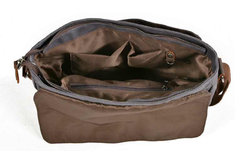 Men's horizontal camera bag casual shoulder bag oil wax canvas with first layer genuine leather bag waterproof SLR camera bag_voghion.com