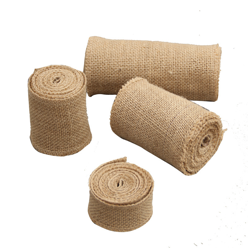 Solid color linen rolls DIY Christmas decoration wedding craft linen strips Jute cloth rolls Table flags and chair back fabrics