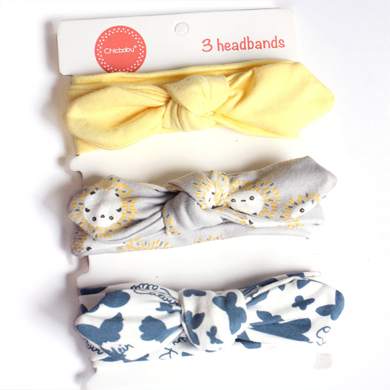 Children's Bow Hair Band Accessories Set Baby Baby Style Cute Rabbit Ears Plaid Print Headband