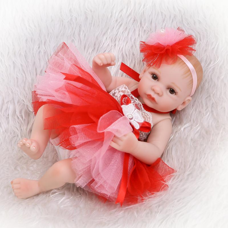 Christmas small doll gift simulation baby European and American popular reborn premie mini doll full soft rubber - ShopShipShake