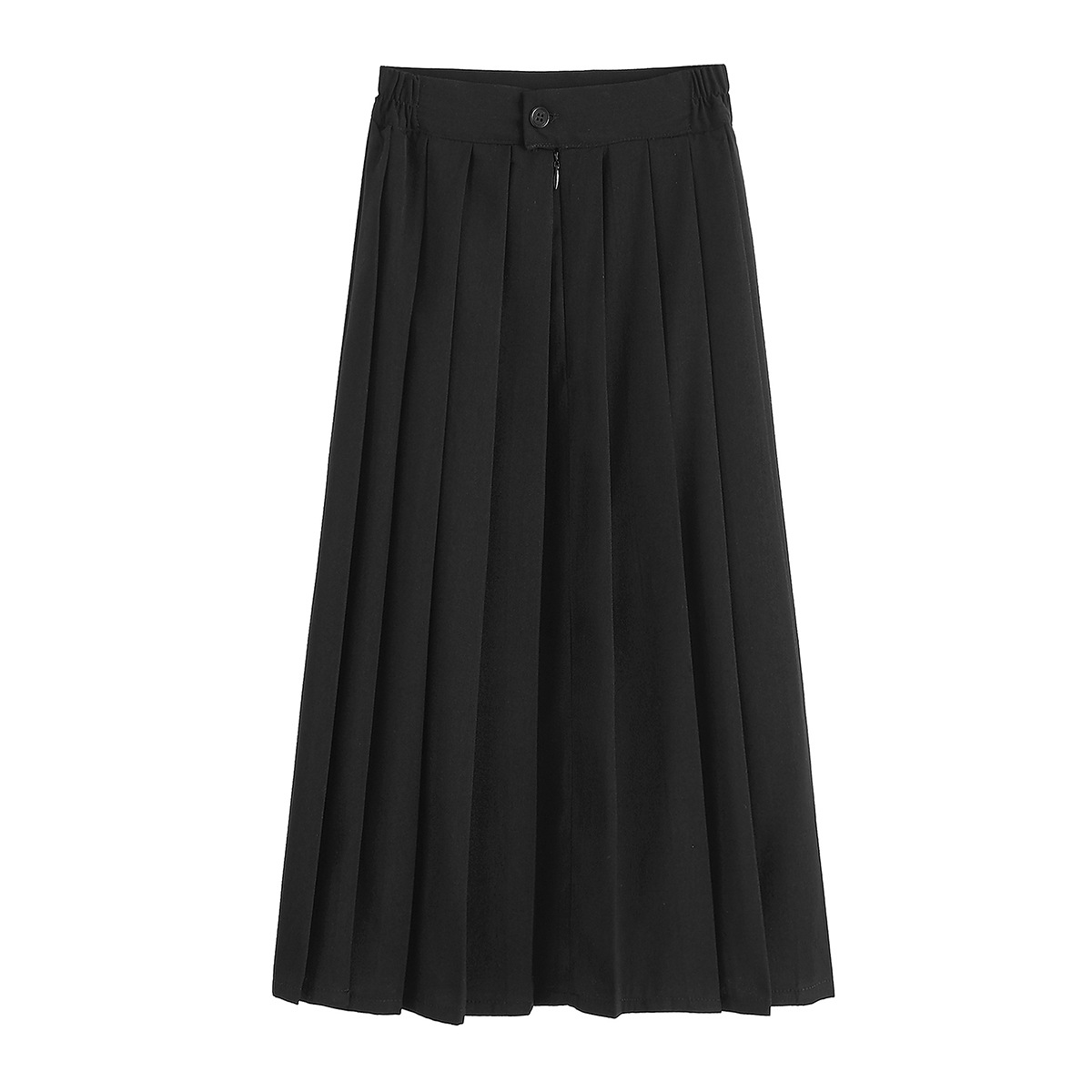 JK Uniform Skirt Academic Style A- Line Skirt Elapsaic Waist Pleated Black Long Skirt plus size Japanese Style Skirt Women's Summer Q25