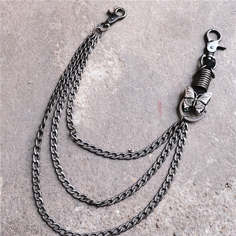 Vintage INS Wind butterfly shape disco creative hip hop trend leather plus metal pants chain waist chain wholesale