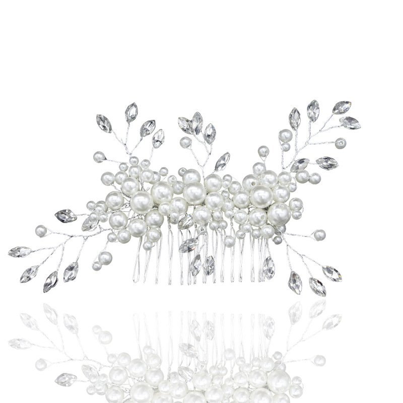 花嫁の結婚式の髪飾り手作り真珠の花にドリルを入れて櫛をつけてebayを越えて爆発させた|undefined