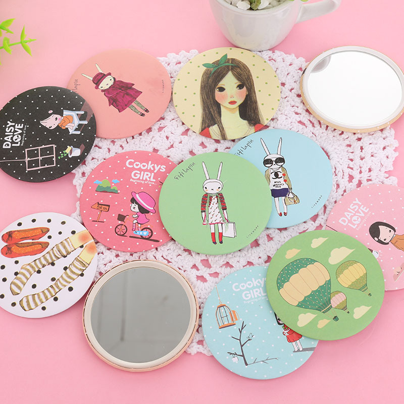 Korean style cute makeup mirror, portable makeup mirror, portable small mirror, mini makeup mirror, small round mirror gift