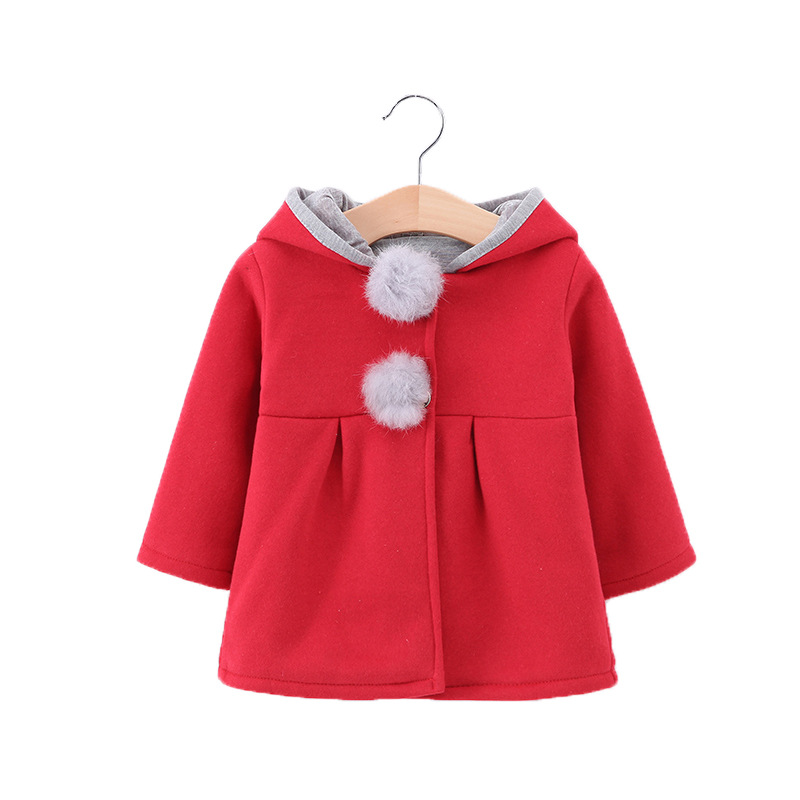 [Yingying Beibei] Girls' Early Autumn Coat Small and Medium-sized Children's Cute Rabbit Ears Hooded Cotton Coat Cross-border Coat