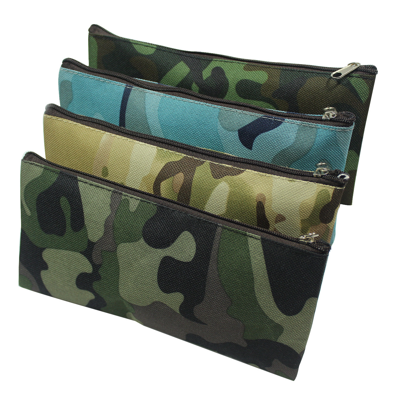 Creative Korean version of simple camouflage pencil bag canvas stationery bag multi-functional dirt-resistant Oxford Cloth Pencil Box Factory Direct Supply