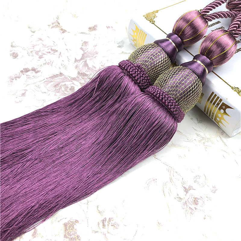 Cross-Border Factory Direct gold silk tennis curtain hanging ball strap hanging spike curtain tassel strap a pair of price