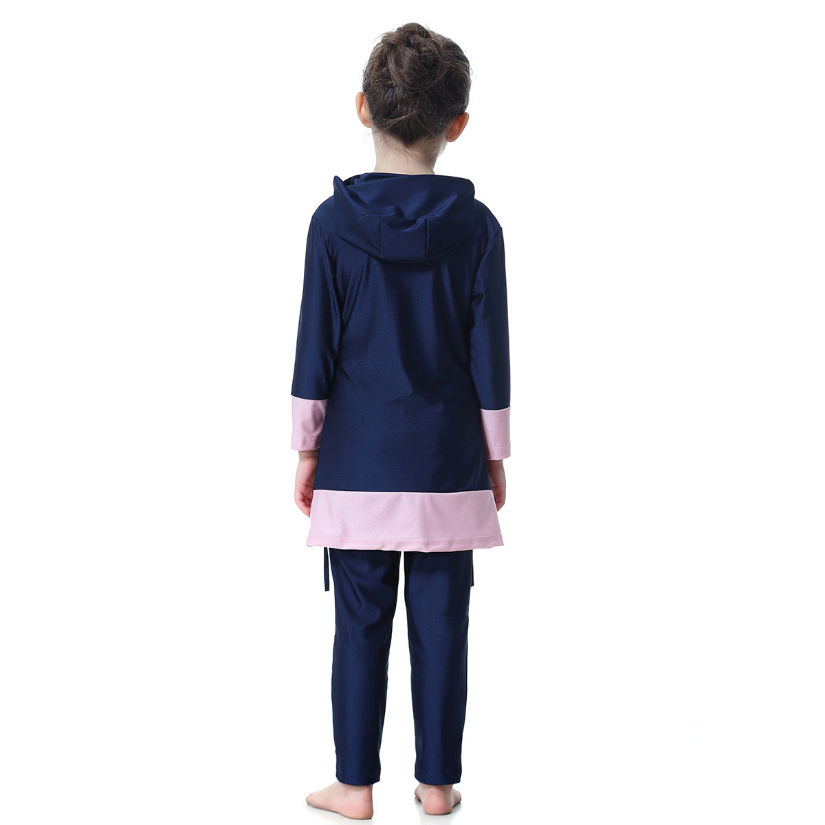 Factory spot Girls Girls long sleeve color contrast love hooded swimsuit suit H2008