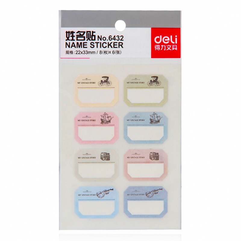 Deli 6432 handwritten color self-adhesive sticker sticker sticker student multifunctional classification name sticker