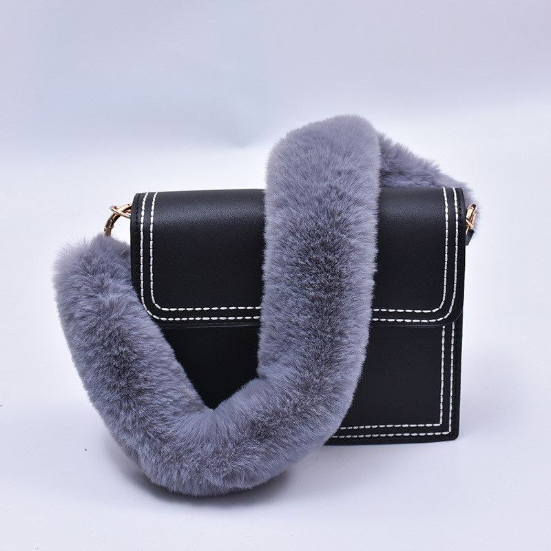 New Faux Fur Rex Rabbit Fur Bag Strap Single Shoulder Hand Chain Accessories Bag Strap Female Mao Mao Crossbody Replacement Strap