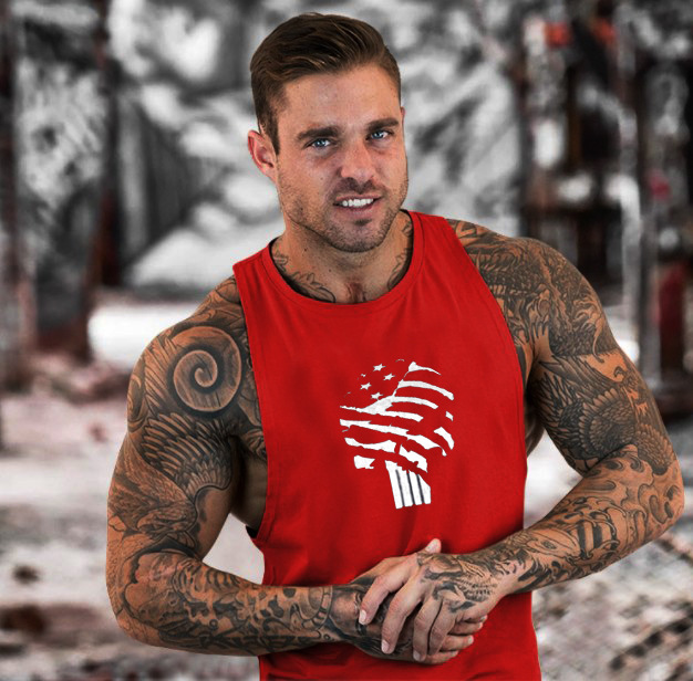 Foreign trade deep digging bodybuilding virtual skull fitness waistcoat trendy men's summer hooded gym vest