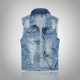 Large Size Korean Style Trendy Locomotive Men's Denim Vest Light Blue Vest