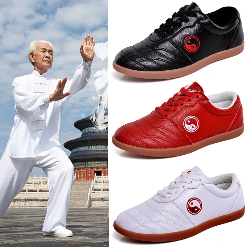 Tai Chi Shoes Soft Cowhide and Beef Sole Women's Tai Chi Practice Shoes for Wushu Practice Kung Fu Shoes Ten Square Taoist Shoes for Men