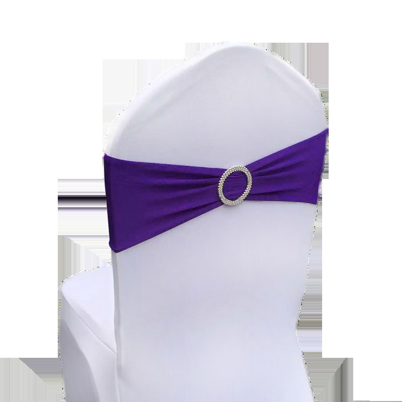 Custom-made chair cover hotel banquet wedding chair back Flower elastic diamond buckle chair back decoration free bow for wedding