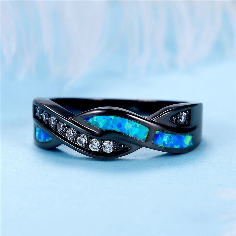 Cross-border alloy black gold plated ring imitation Opel ring
