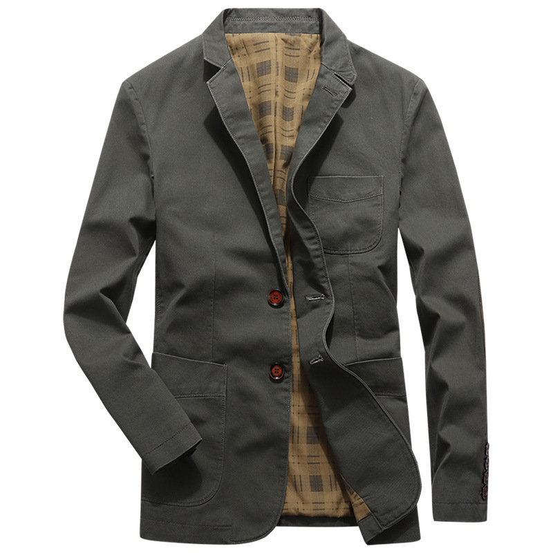 5618 middle-aged men's spring and autumn cotton suit jacket single Western casual jacket slim cotton men's small suit thin