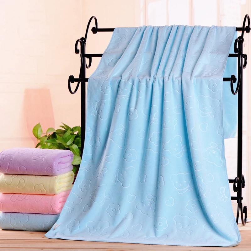 Microfiber bath towel cartoon embossed 70*140 bath towel colorful absorbent quick-drying Bath hotel chest wrap beach towel