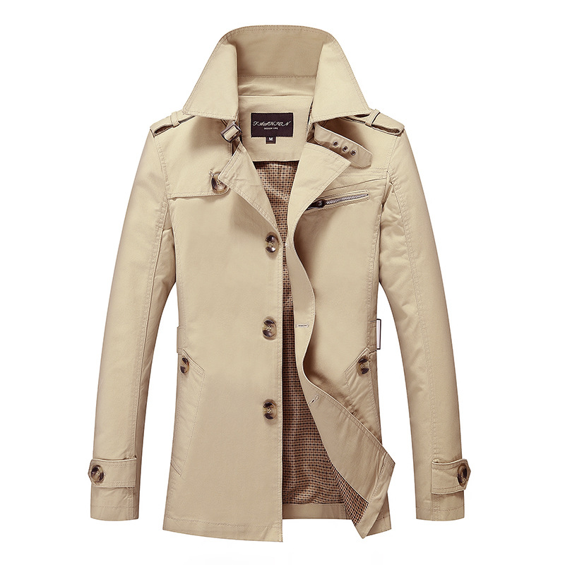 Amazon New Spring and Autumn Men's Jacket Long Youth British Fashion Slim Coat Men's Wholesale
