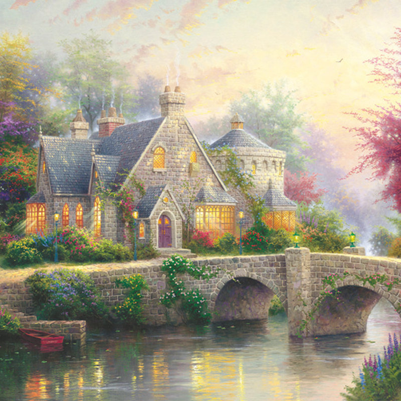 Wooden Puzzle 1000 pieces adult puzzle decompression children Cartoon Cartoon landscape famous painting pattern flat puzzle