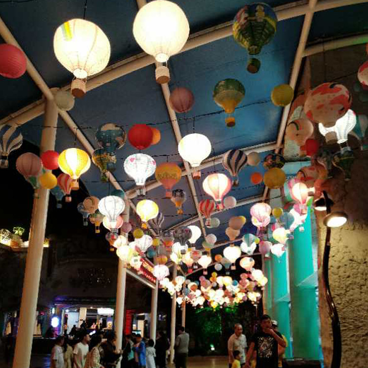 Wholesale Mid-Autumn Festival Handmade Hot Air Balloon Lantern Hanging Wedding Bar Shopping Mall Kindergarten Corridor Decorative Paper Lantern