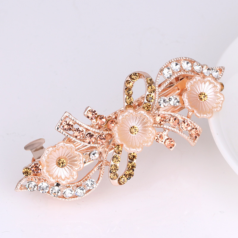 Korean version of Pearl Flower rhinestone ponytail hair clip headwear ladies all-match Spring Leaf hairpin flower hair accessories wholesale