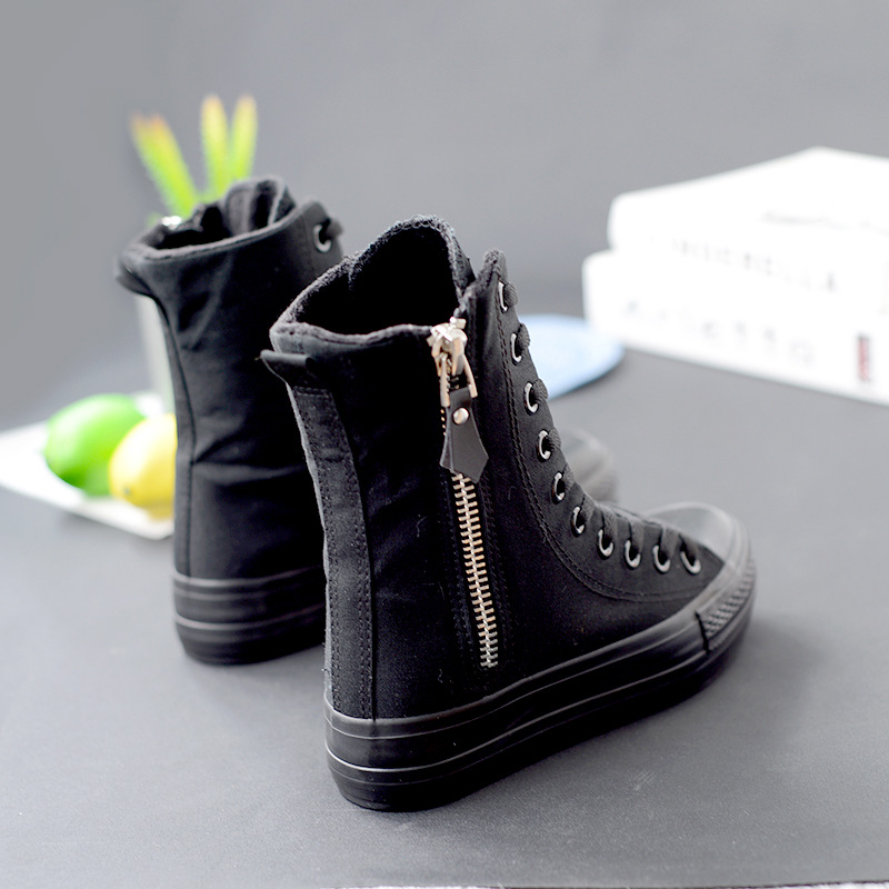 Spring 2019 New High Top Shoes Korean Style Shoes Women's European British Martin Shoes Canvas Boots