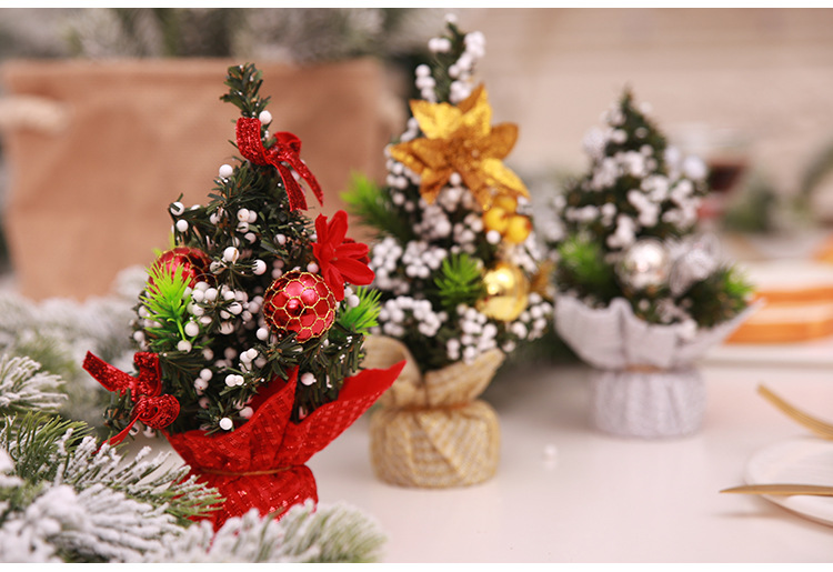 Mini small Christmas tree trumpet Christmas tree Christmas table ornaments Christmas tree decorations 20cm_voghion.com