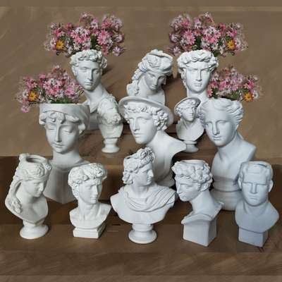 Resin Imitation Gypsum David Makeup Pen Holder Head Vase Figure Flower Insert Fleshy Plant Flower Pot Tank Art Supplies