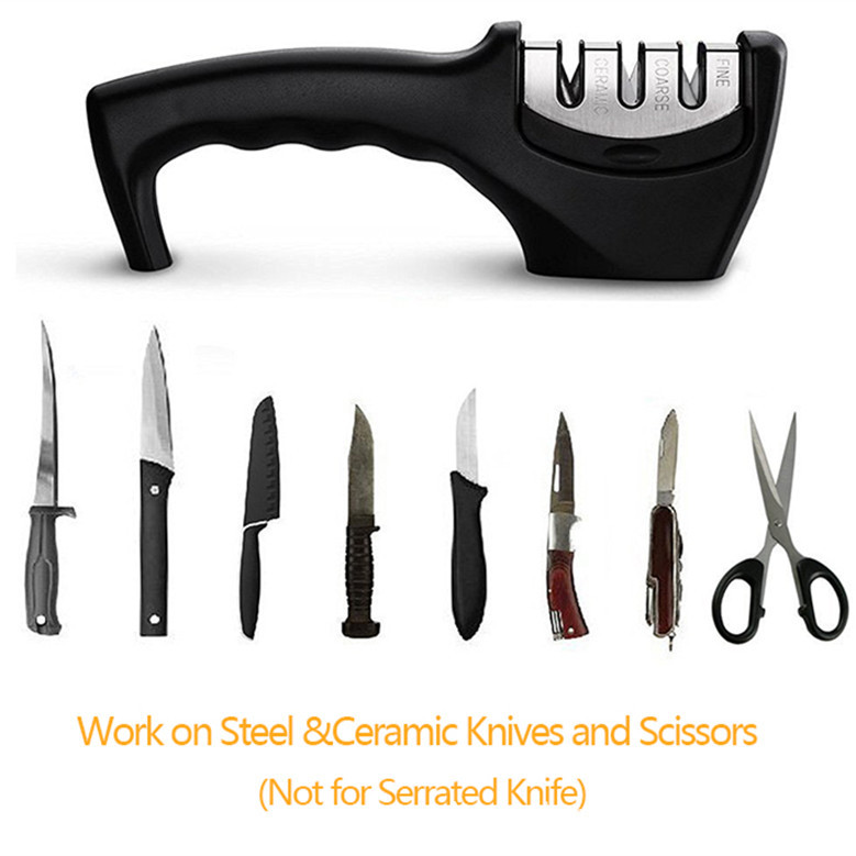 304 three-stage knife sharpener manual household quick knife sharpener handheld kitchen multifunctional kitchen knife diamond sharpening stone