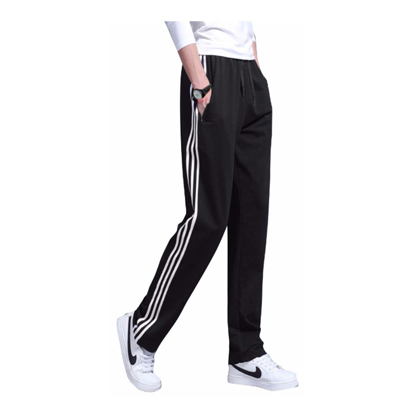New Cotton Three Stripe Sports Pants Four Seasons Loose Large Size Straight Running Pants Breathable Men's Pants