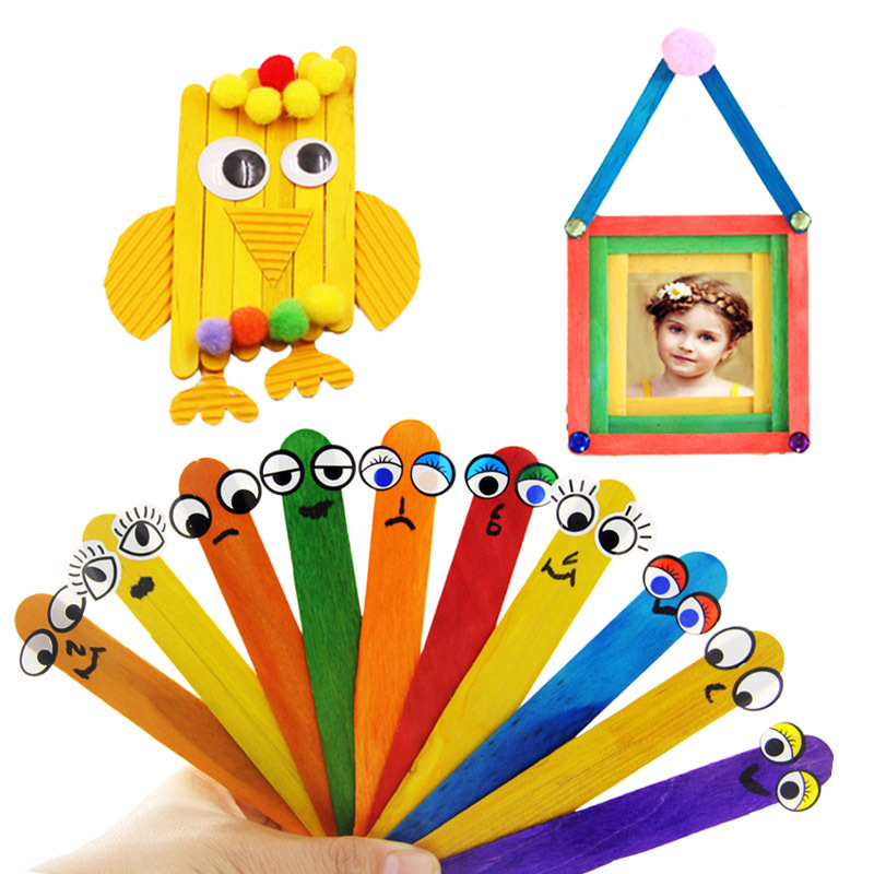 Popsicle stick color ice cream stick popsicle stick stick stick kindergarten children's puzzle patchwork handmade DIY material