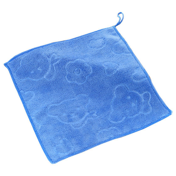 Cartoon soft microfiber small square towel absorbent baby hanging saliva handkerchief cleaning towel 25*25