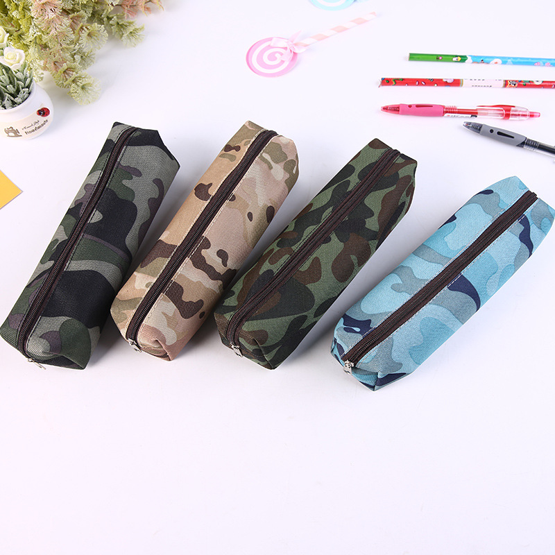 Creative Camouflage Stationery Bag Fashion Oxford Cloth Large Capacity Student Dirty Resistant Pencil Bag Military Training Pencil Bag Factory Direct Supply