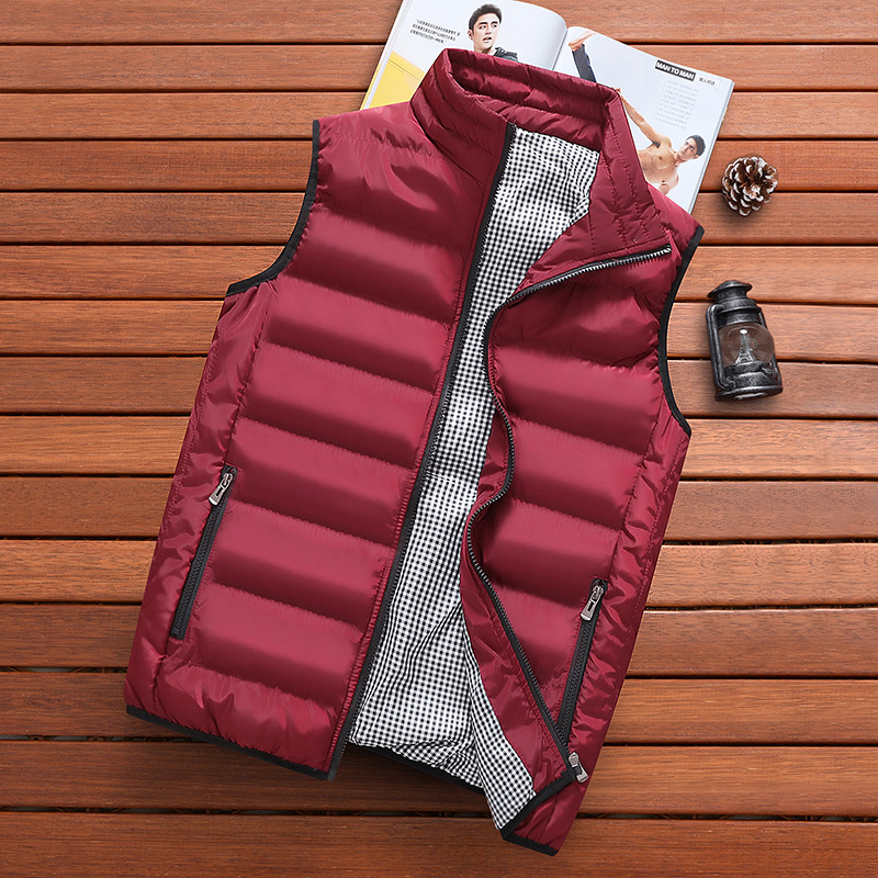Vest Men's Autumn and Winter Collar Jacket Down Cotton Clothes Men's Loose Short Student Thickened Vest Korean Style Waistcoat