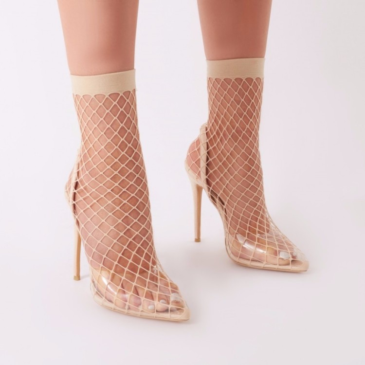 Roman Pointed Transparent Sandals Women Sexy Pointed High Heels Stiletto Heel Summer Mesh Women's Shoes