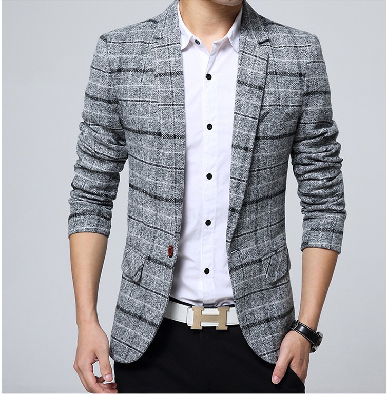 Spring Boys Autumn and Winter British Houndstooth Casual Suit Men's Slim Top Korean Style Small Single Suit Jacket