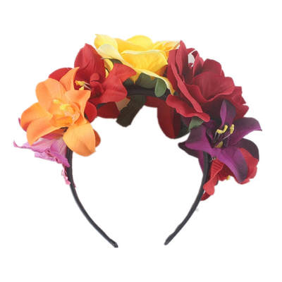 Creative New European and American Bride Fashion Holiday Headbuckle Rose Flower Hair Accessories Wreath Halloween Party Headband Women