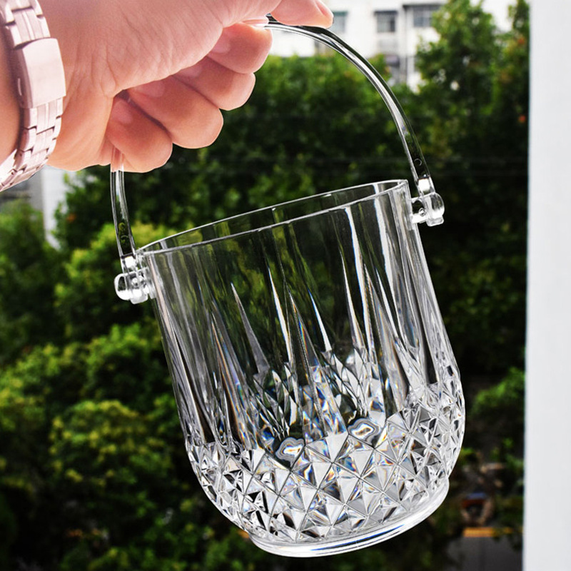 Creative round acrylic ice bucket KTV bar plastic ice bucket beer ice bucket transparent drop-resistant ice clip