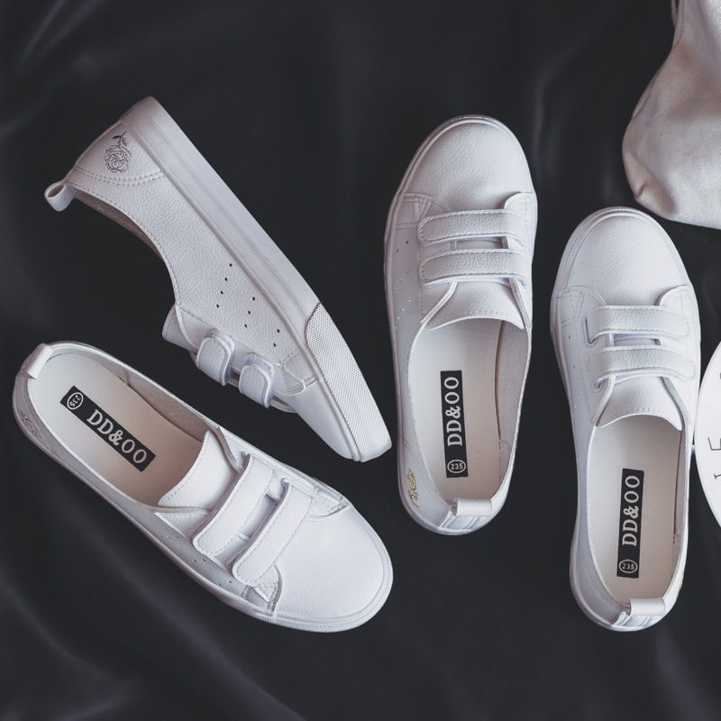 Spring thin breathable Velcro white shoes women's shoes 2024 new spring and autumn low-cut flat shoes 6852