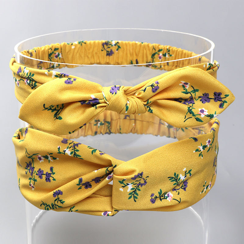 Polyester Digital Print Parent-Child Hair Band Set Cross Knot Rabbit Ear Hair Band Holiday Parent-Child Elastic Hair Band
