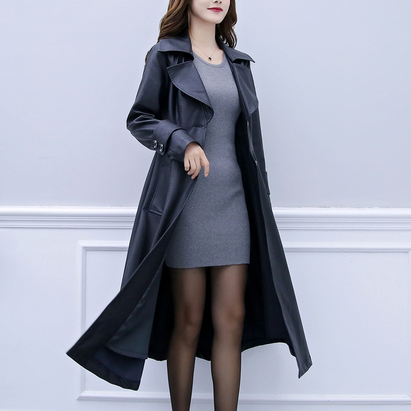 2023 Spring and Autumn new large size women's fur coat 200kg fat mm slim trench coat [real 1923]]